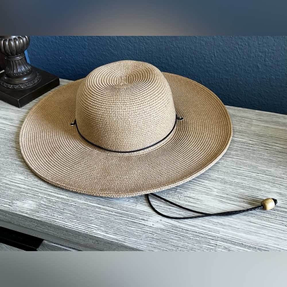 Scala Collezione Tan Wide Brim Paper Hat